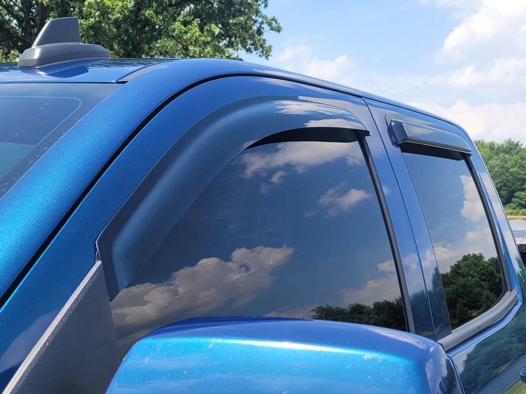 RedRock Window Deflectors; Front; Smoked (14-18 Sierra 1500 Regular Cab)