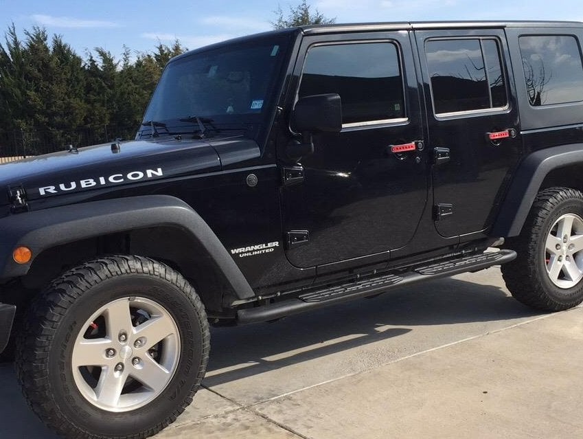 RedRock Pinnacle Oval Bent End Side Step Bars; Textured Black (07-18 Jeep Wrangler JK 4-Door)