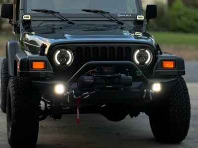 Jeep Licensed by RedRock Trail Force HD LED Front Bumper with Jeep Logo (87-06 Jeep Wrangler YJ & TJ)