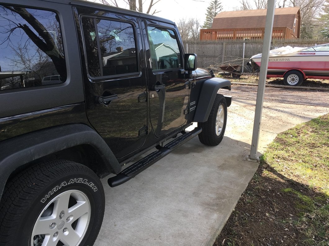 RedRock Pinnacle Oval Bent End Side Step Bars; Textured Black (07-18 Jeep Wrangler JK 4-Door)