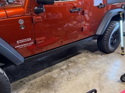 Jeep Licensed by RedRock Rubi Rails with Jeep Logo; Textured Black (07-18 Jeep Wrangler JK 4-Door)