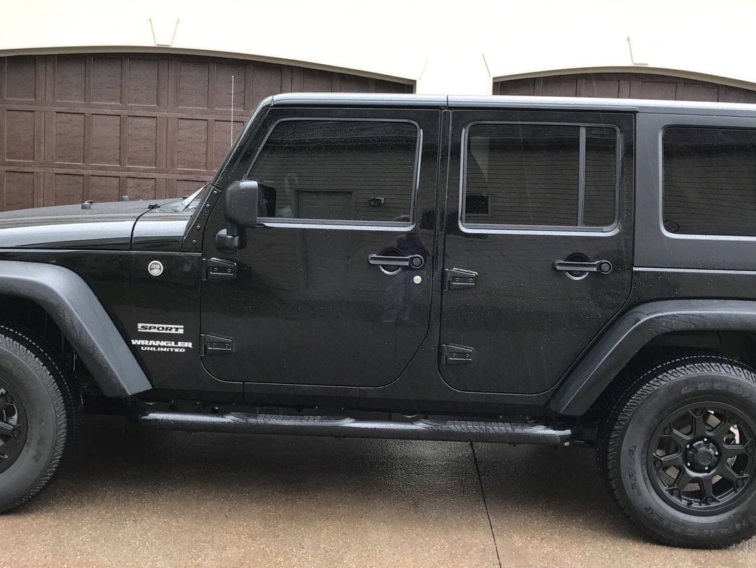 RedRock 3-Inch Round Curved Side Step Bars; Semi-Gloss Black (07-18 Jeep Wrangler JK 4-Door)