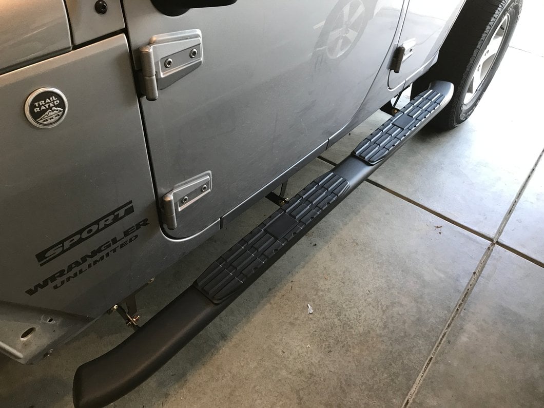 RedRock Pinnacle Oval Bent End Side Step Bars; Textured Black (07-18 Jeep Wrangler JK 4-Door)