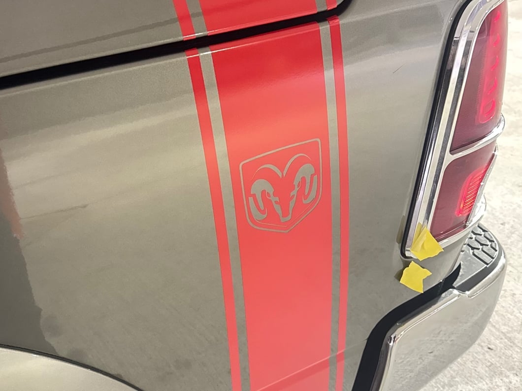 RAM Licensed by RedRock RAM Head Vertical Stripe; Red (02-18 RAM 1500)