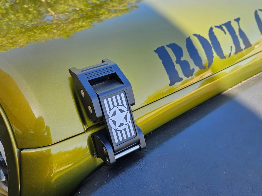 RedRock Billet Hood Catch Kit; Star (07-25 Jeep Wrangler JK & JL)