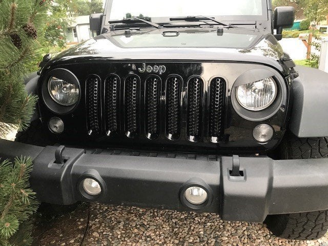 RedRock Angry Eyes Headlight Conversion; Black (07-18 Jeep Wrangler JK)