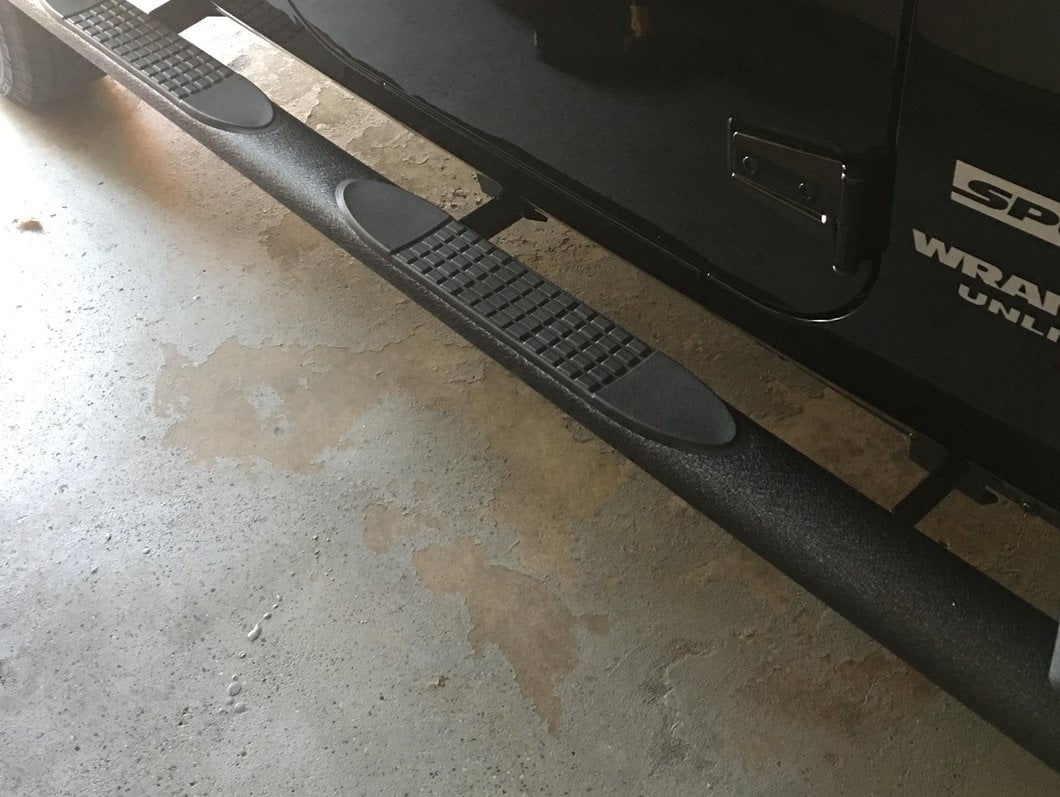 RedRock 4-Inch Oval Straight Side Step Bars; Textured Black (07-18 Jeep Wrangler JK 4-Door)