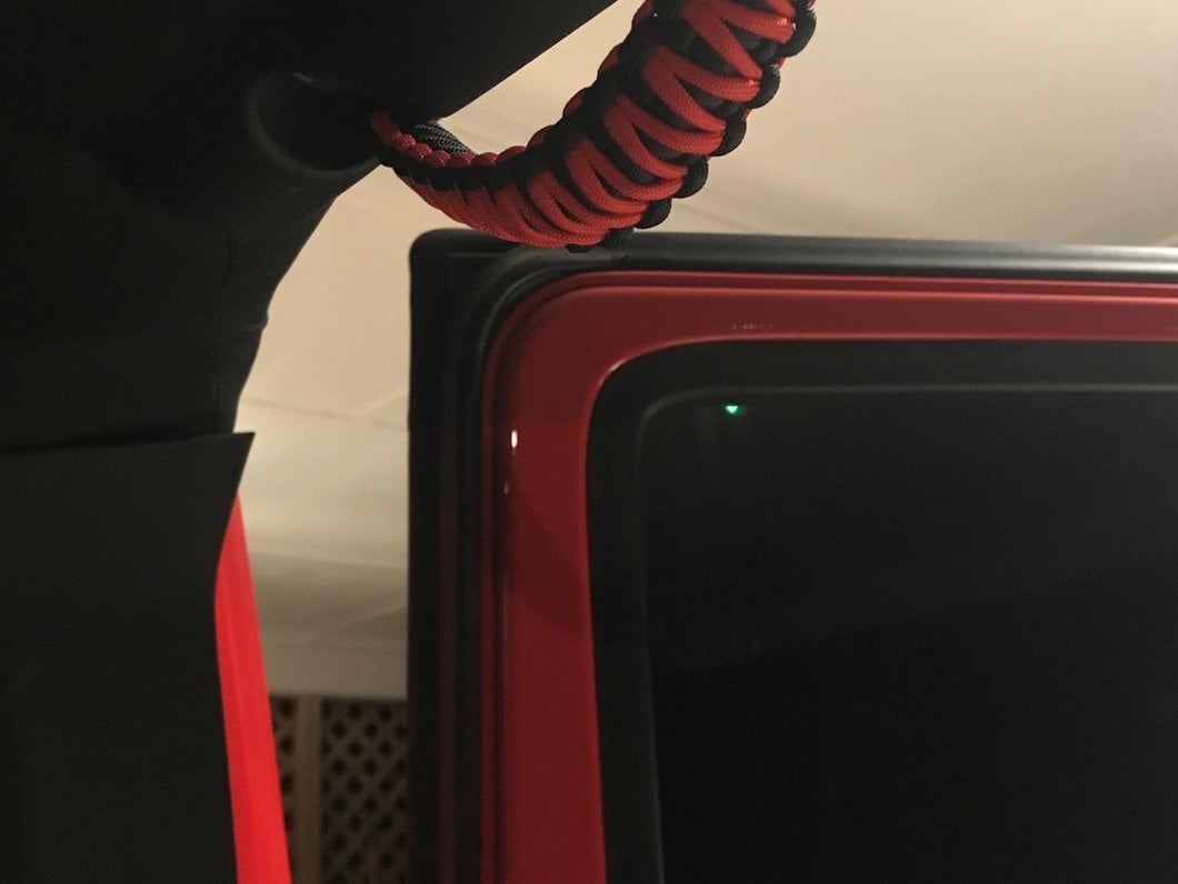 RedRock Rear Soundbar Paracord Grab Handles; Black and Red (07-17 Jeep Wrangler JK 4-Door)