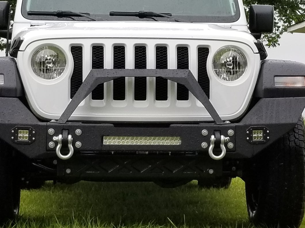 RedRock Max-HD Full Width Winch Front Bumper with Fog Lights and LED Light Bar (18-25 Jeep Wrangler JL)