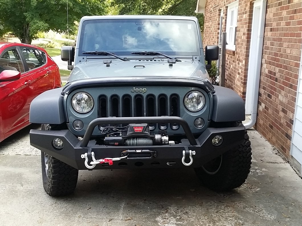 RedRock Full Width Winch Front Bumper with Halogen Fog Lights (07-18 Jeep Wrangler JK)