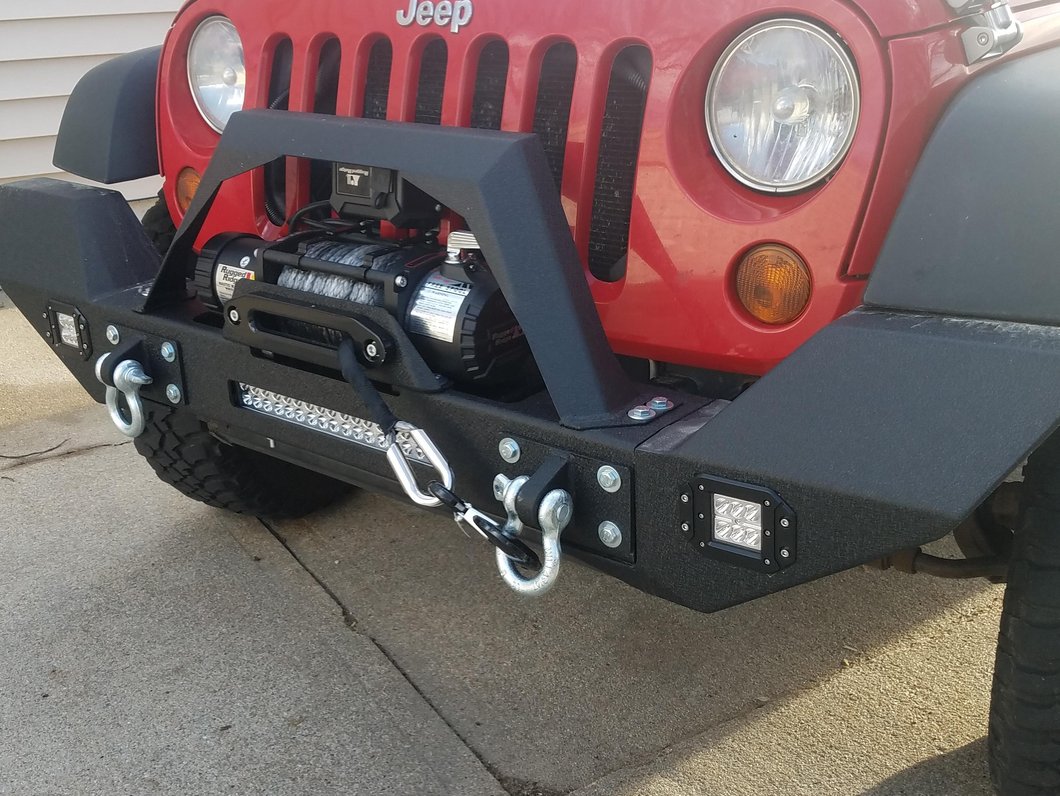 RedRock Max-HD Full Width Winch Front Bumper with Fog Lights and LED Light Bar (07-18 Jeep Wrangler JK)