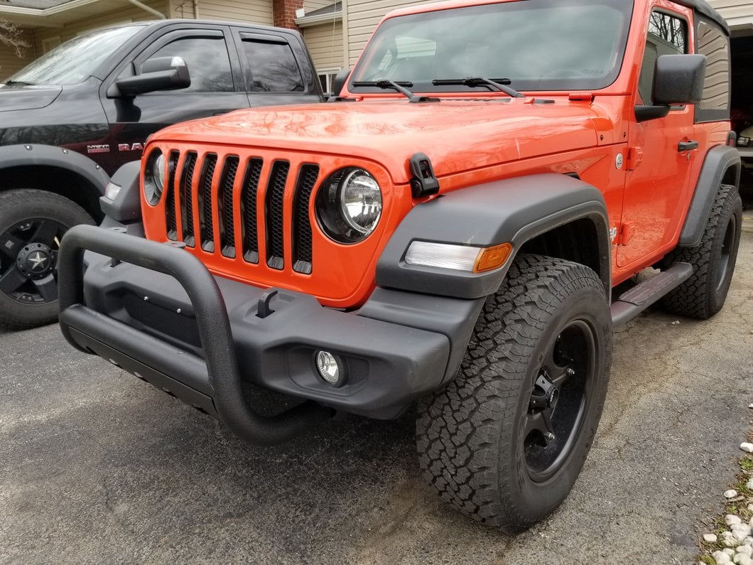 RedRock 3-Inch Bull Bar with Skid Plate; Textured Black (18-25 Jeep Wrangler JL)