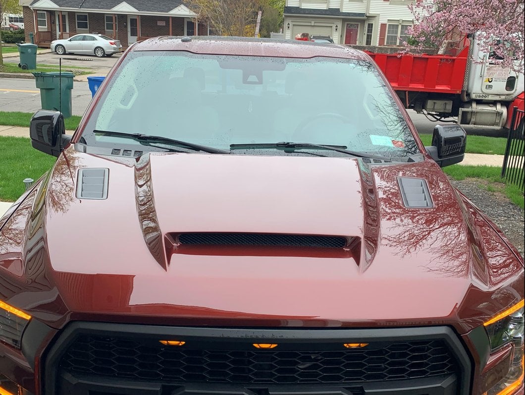 RedRock Ram Air Hood with Heat Extractors; Unpainted (15-20 F-150, Excluding Raptor)