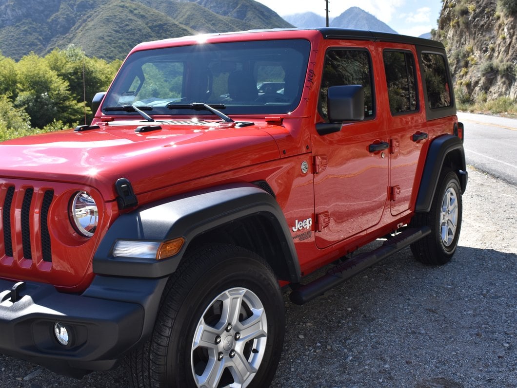 RedRock 4-Inch Oval Straight Side Step Bars; Textured Black (18-25 Jeep Wrangler JL 4-Door)