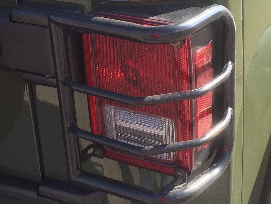 RedRock Wrap-Around Tail Light Guards; Gloss Black (07-18 Jeep Wrangler JK)