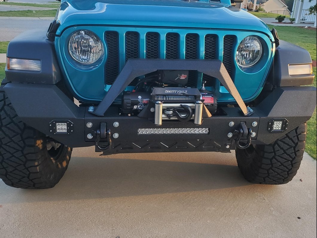 RedRock Max-HD Full Width Winch Front Bumper with Fog Lights and LED Light Bar (07-18 Jeep Wrangler JK)