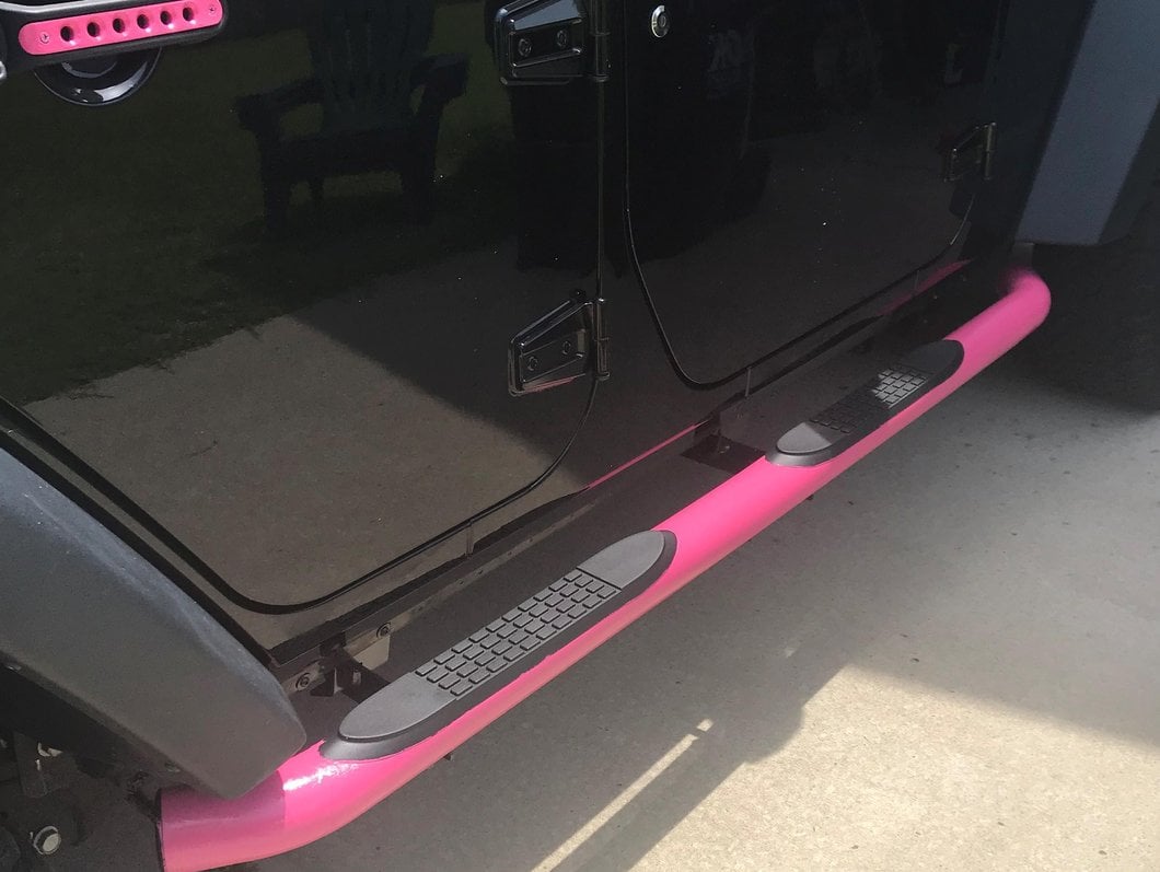 RedRock 3-Inch Round Curved Side Step Bars; Textured Black (07-18 Jeep Wrangler JK 4-Door)