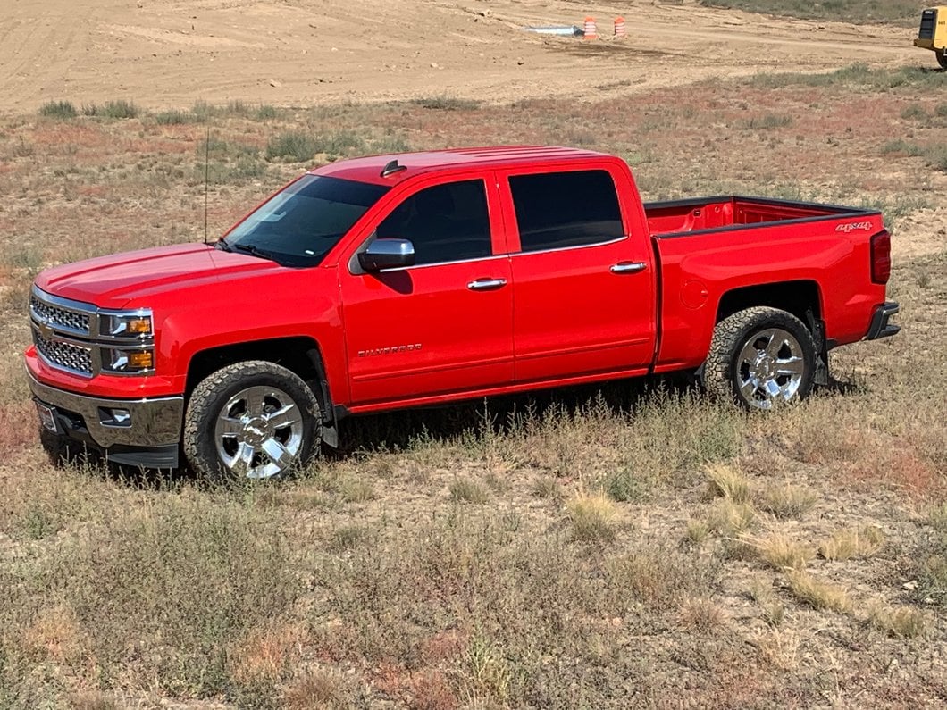 RedRock Top Half Standard Mirror Covers; Chrome (14-18 Silverado 1500)