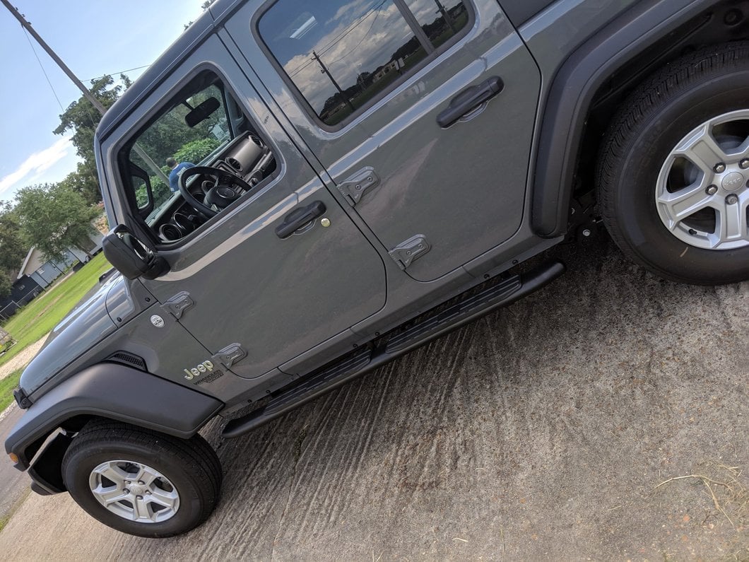 RedRock Pinnacle Oval Bent End Side Step Bars; Fine Textured Black (18-25 Jeep Wrangler JL 4-Door)