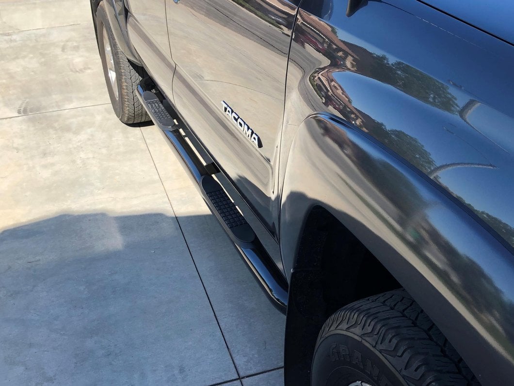 RedRock 3-Inch Side Step Bars; Black (05-23 Tacoma Double Cab)