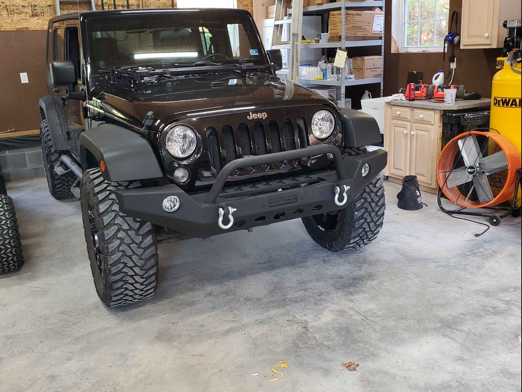 RedRock Full Width Winch Front Bumper with Halogen Fog Lights (07-18 Jeep Wrangler JK)