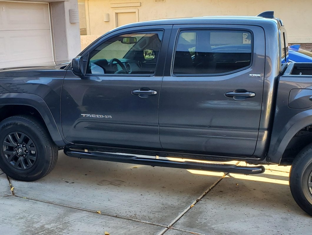 RedRock 3-Inch Side Step Bars; Black (05-23 Tacoma Double Cab)