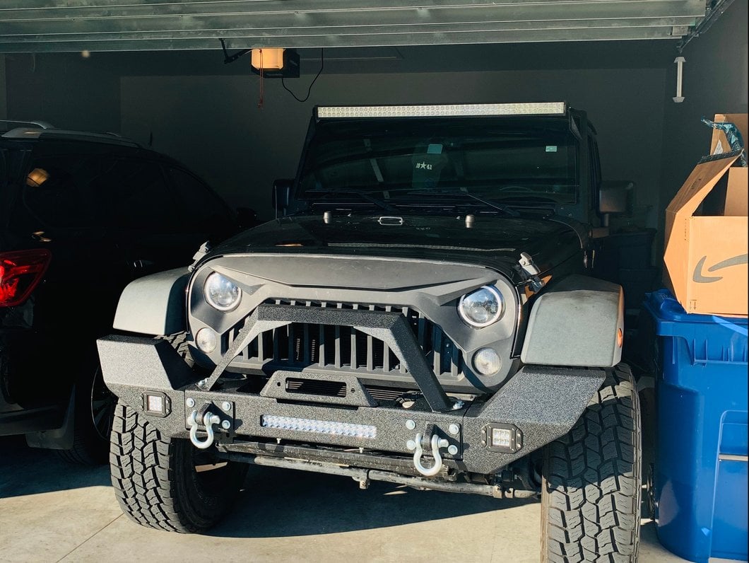 RedRock Max-HD Full Width Winch Front Bumper with Fog Lights and LED Light Bar (07-18 Jeep Wrangler JK)