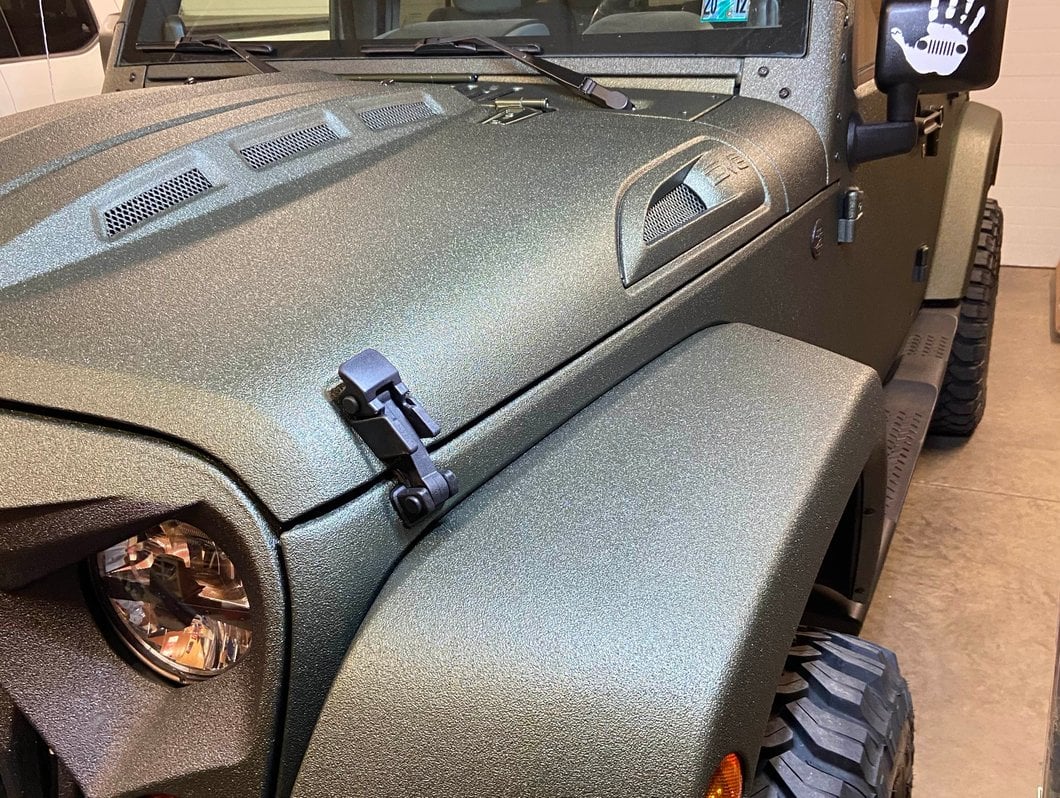 RedRock Hood Catch Kit; Black (07-18 Jeep Wrangler JK)
