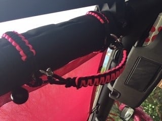 RedRock Front Rollbar Paracord Grab Handles with D-Rings; Black and Pink (07-18 Jeep Wrangler JK)