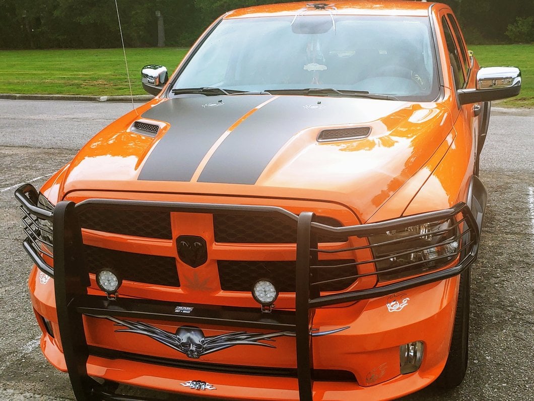 RedRock Top Half Mirror Covers without Turn Signal Light Cutout; Chrome (09-18 RAM 1500)