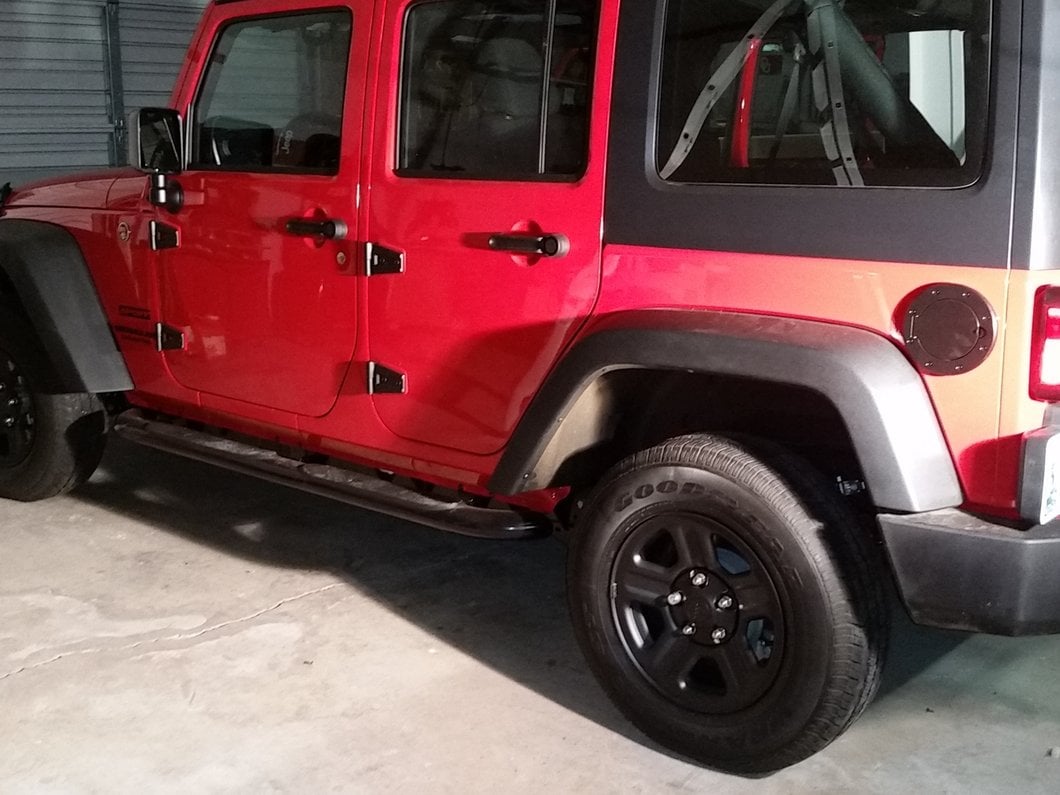 RedRock 4-Inch Oval Curved Side Step Bars; Semi-Gloss Black (07-18 Jeep Wrangler JK 4-Door)