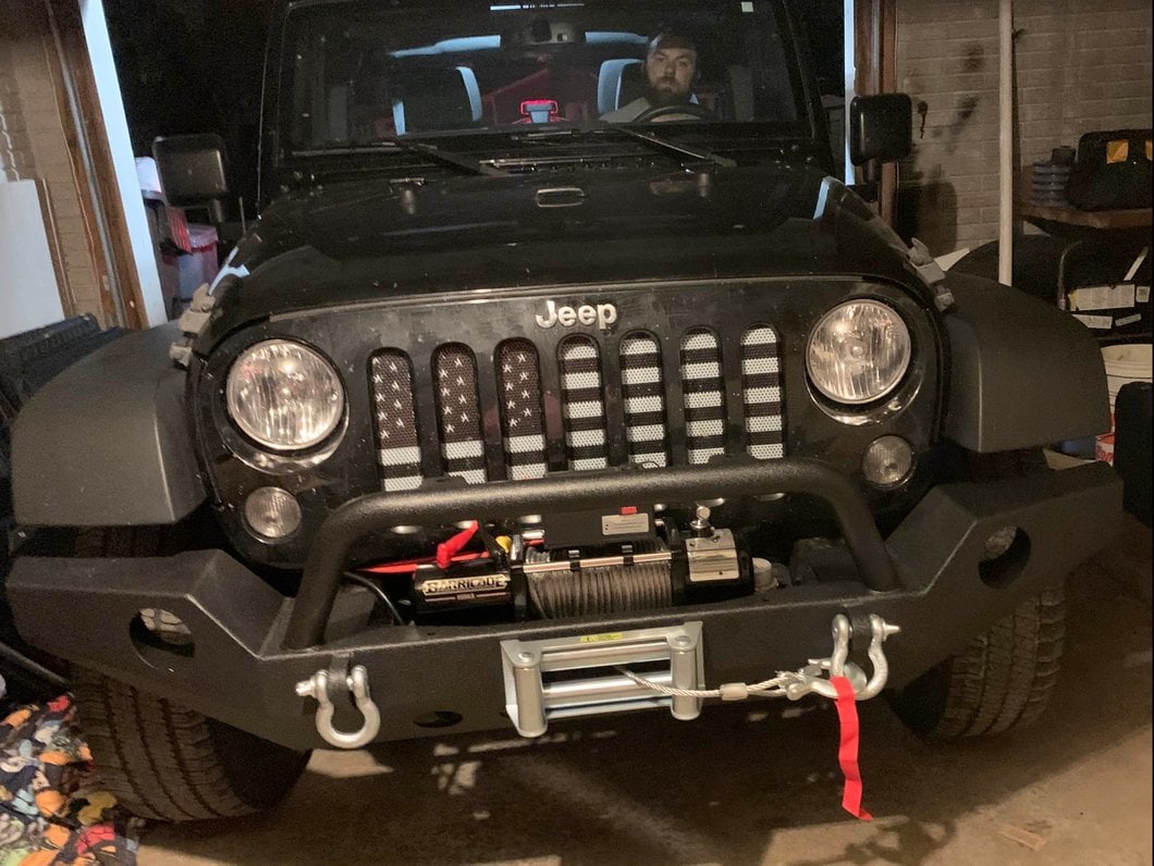 RedRock Full Width Winch Front Bumper with Halogen Fog Lights (07-18 Jeep Wrangler JK)
