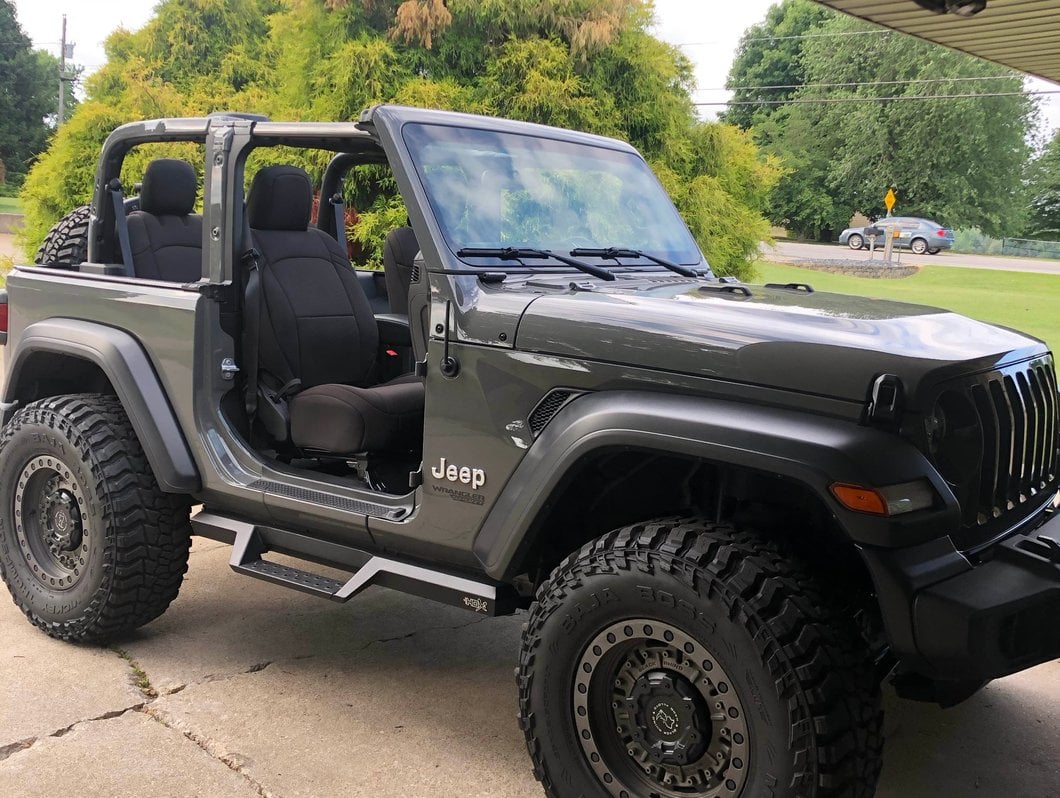 RedRock Custom Fit Front and Rear Seat Covers; Black (18-25 Jeep Wrangler JL 2-Door)