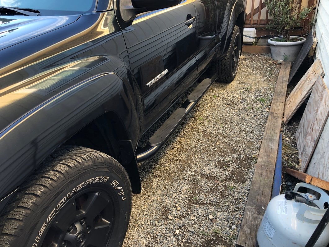 RedRock 3-Inch Side Step Bars; Black (05-23 Tacoma Access Cab)