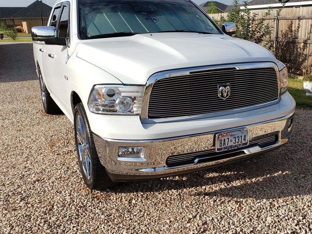 RedRock Top Half Mirror Covers without Turn Signal Light Cutout; Chrome (09-18 RAM 1500)