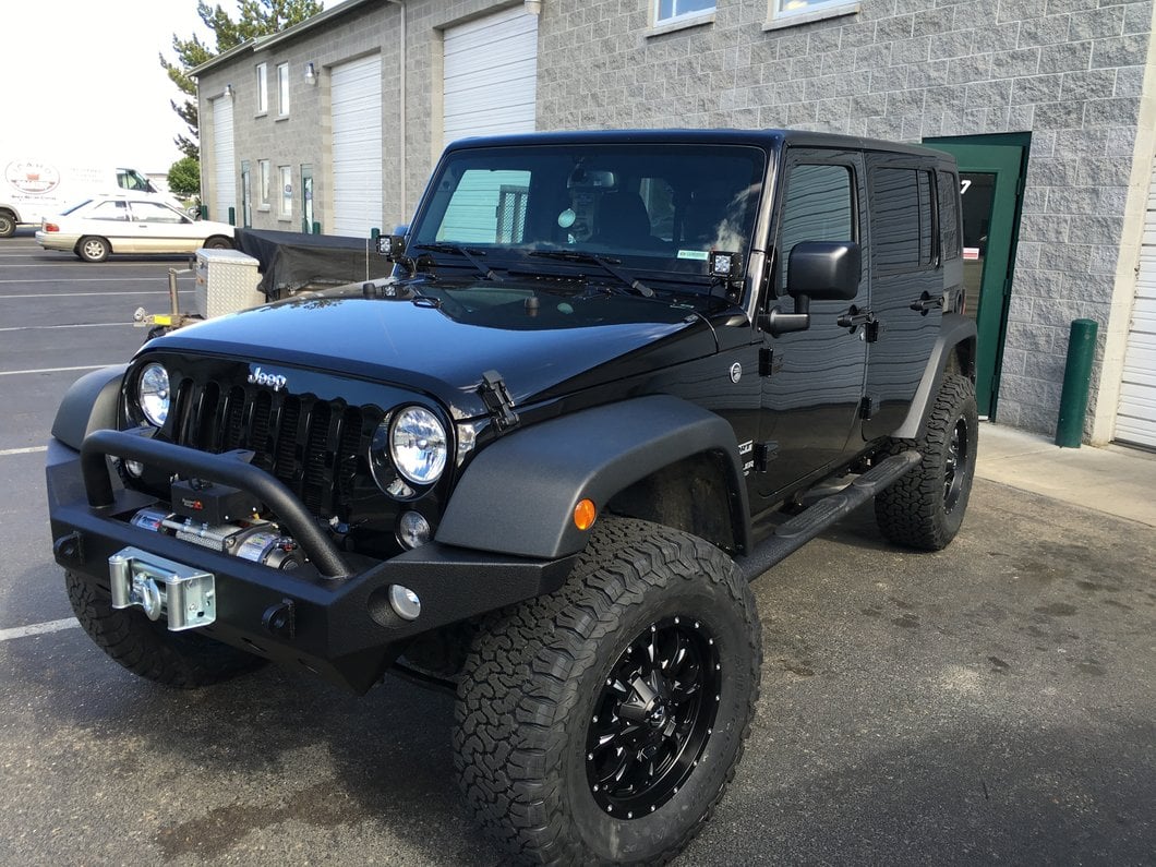 RedRock 4-Inch Oval Straight Side Step Bars; Textured Black (07-18 Jeep Wrangler JK 4-Door)
