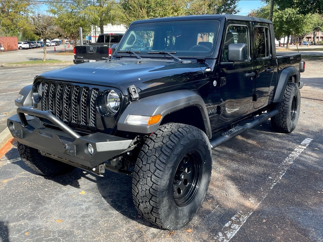 RedRock 4-Inch Oval Straight Side Step Bars; Textured Black (20-25 Jeep Gladiator JT)
