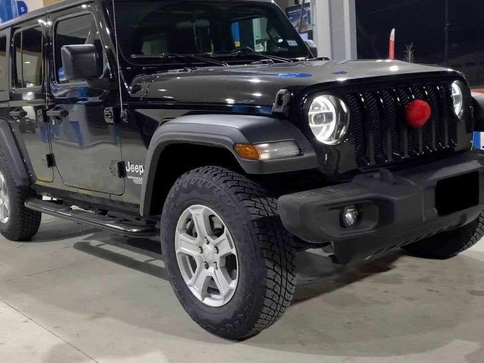 RedRock 4-Inch Oval Curved Side Step Bars; Semi-Gloss Black (18-25 Jeep Wrangler JL 4-Door)
