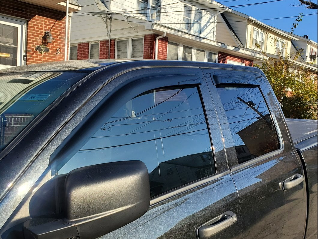 RedRock Window Deflectors; Front and Rear; Smoked (09-18 RAM 1500 Quad Cab)
