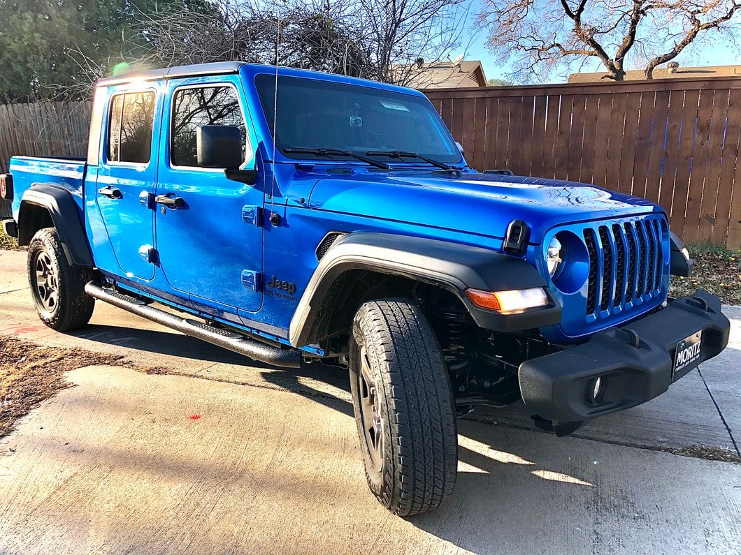 RedRock 3-Inch Round Side Step Bars; Textured Black (20-25 Jeep Gladiator JT)