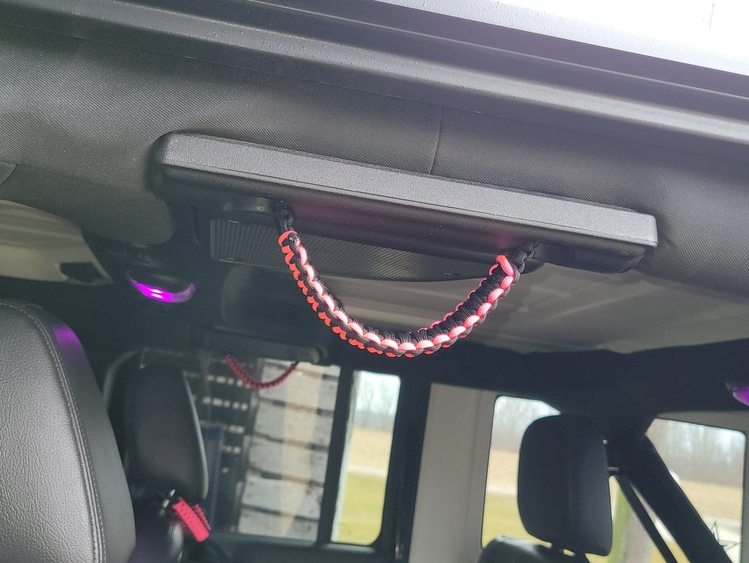 RedRock Rear Soundbar Paracord Grab Handles; Black and Pink (07-18 Jeep Wrangler JK 4-Door)
