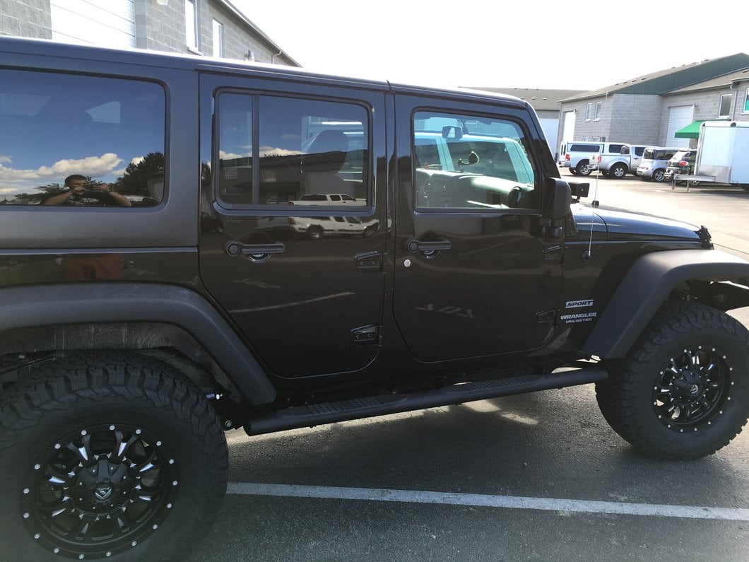 RedRock 4-Inch Oval Straight Side Step Bars; Textured Black (07-18 Jeep Wrangler JK 4-Door)