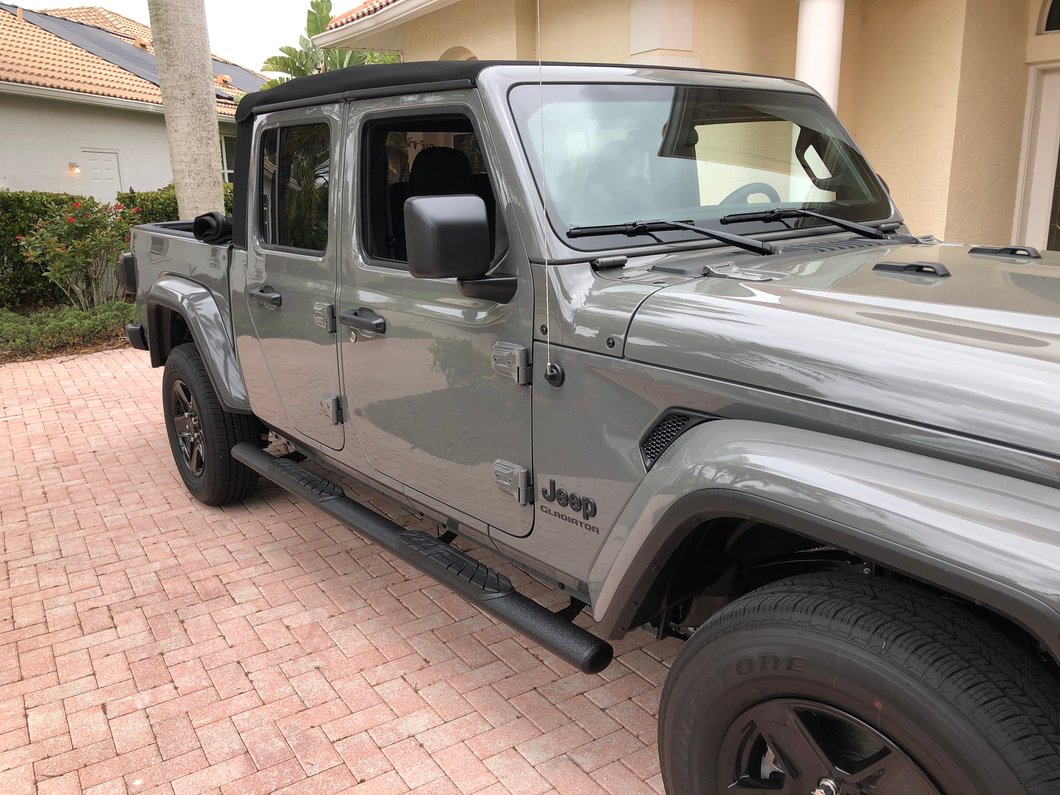 RedRock 4-Inch Oval Straight Side Step Bars; Textured Black (20-25 Jeep Gladiator JT)