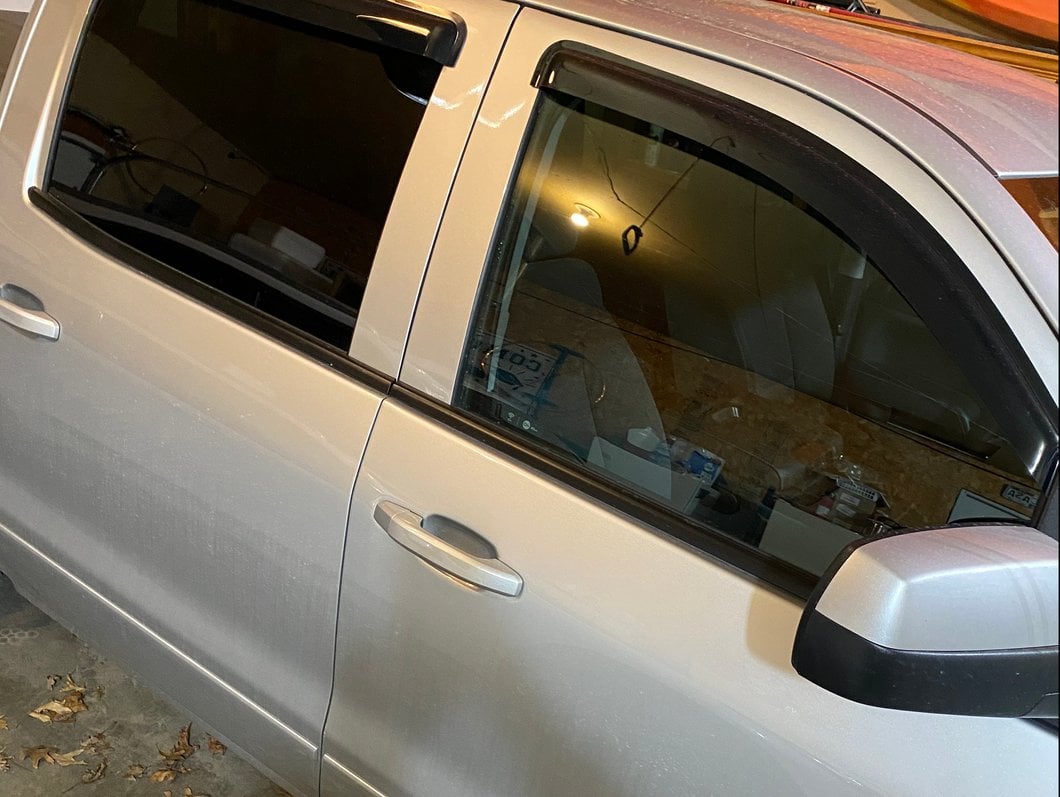 RedRock Window Deflectors; Front and Rear; Smoked (14-18 Sierra 1500 Crew Cab)