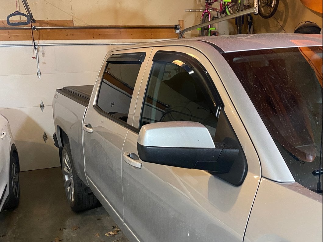 RedRock Window Deflectors; Front and Rear; Smoked (14-18 Sierra 1500 Crew Cab)