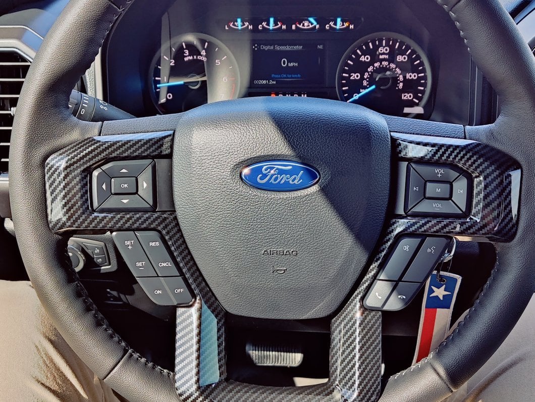 RedRock Steering Wheel Trim; Carbon Fiber (15-20 F-150)