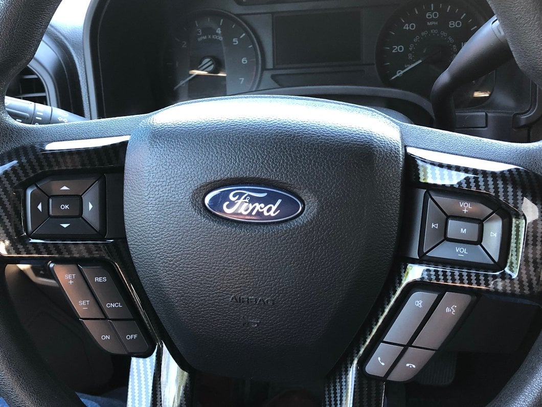 RedRock Steering Wheel Trim; Carbon Fiber (15-20 F-150)