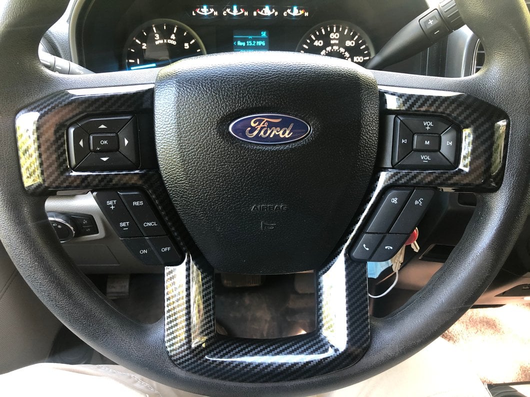 RedRock Steering Wheel Trim; Carbon Fiber (15-20 F-150)