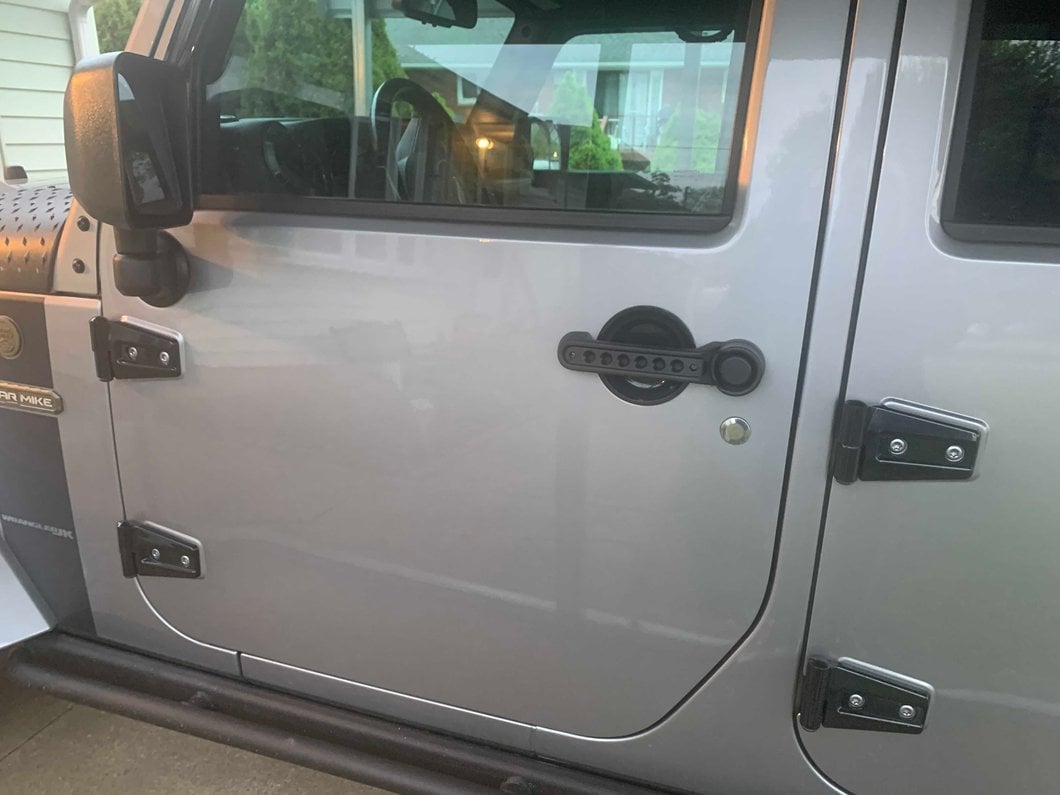 RedRock Door Hinge Covers; Gloss Black (07-18 Jeep Wrangler JK 4-Door)