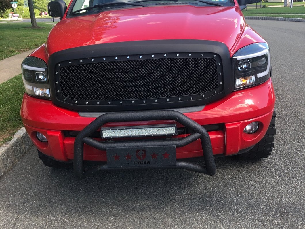 RedRock Mesh Upper Replacement Grille with Rivets; Matte Black (06-08 RAM 1500)